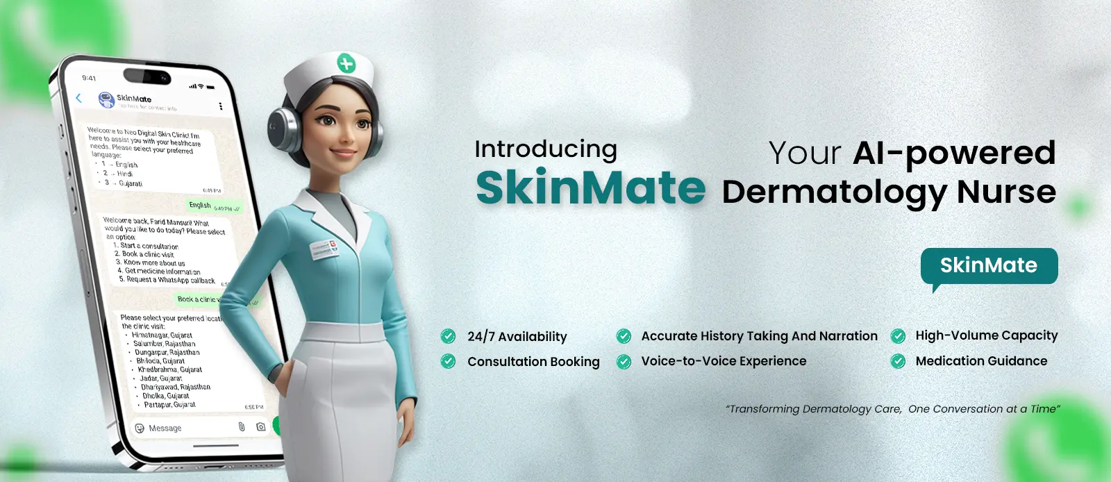 SkinMate: AI Chatbot Transforming Dermatology Care -  AI dermatology nurse for online consultation