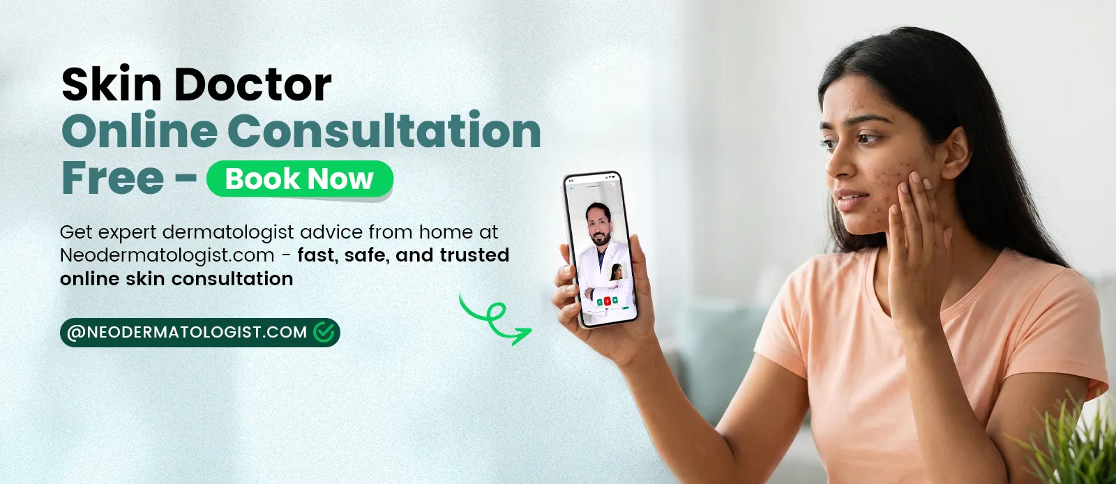 Neodermatologist.com पर कभी भी, कहीं से भी मुफ्त में ऑनलाइन त्वचा विशेषज्ञ से परामर्श प्राप्त करें।
