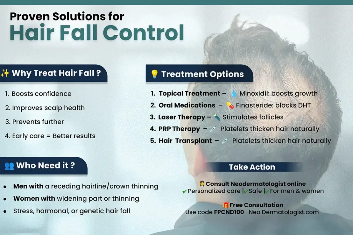 Proven Solutions for Hair Fall Control - Treatment Options and How To Treat It Solution and Treatment Plan By Neodermatologist