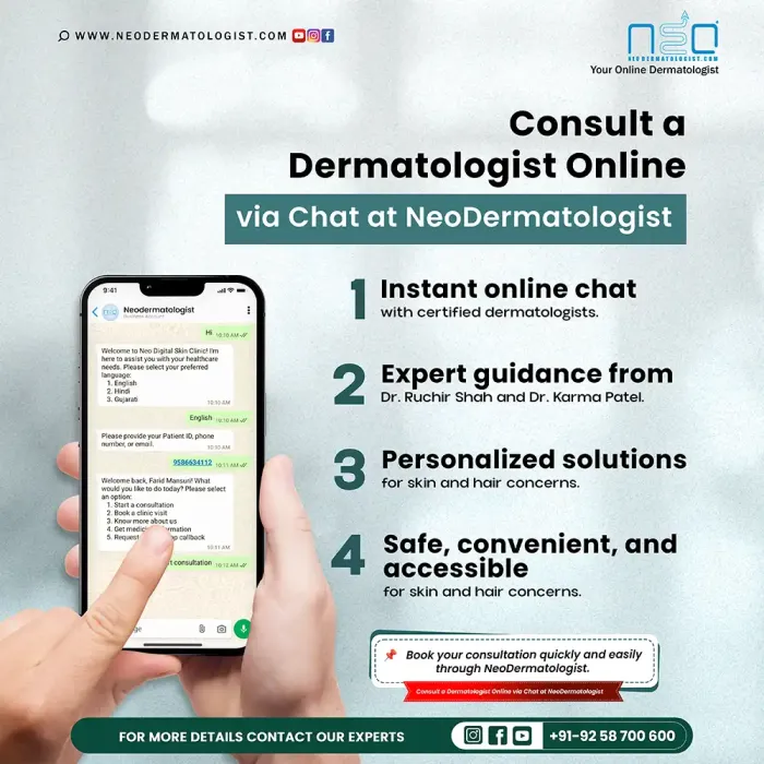 Consult a dermatologist online via chat or video call - Get Online Dermatology Consultation at Neodermatologist.com