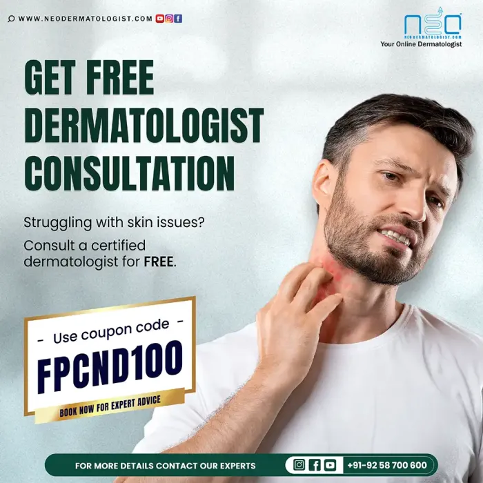 Free dermatologist consultation online - Neodermatologist.com - Apply coupon code FPCND100 get a free consultation with a top dermatologist for any skin concerns. 
